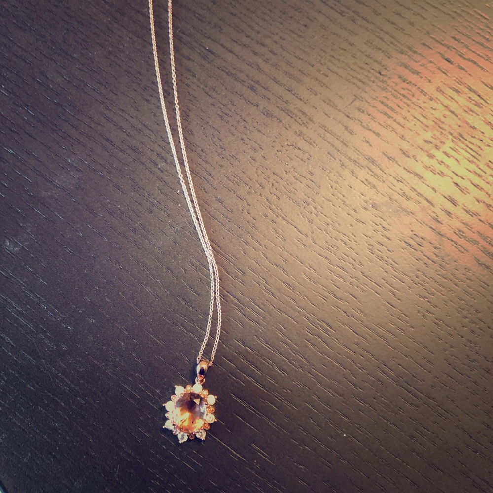 Rose gold topaz and white sapphire pendant